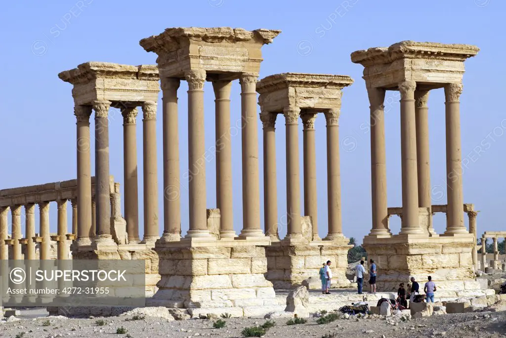 Syria, Palmyra. The Tetrapylon on the cardo maximus.