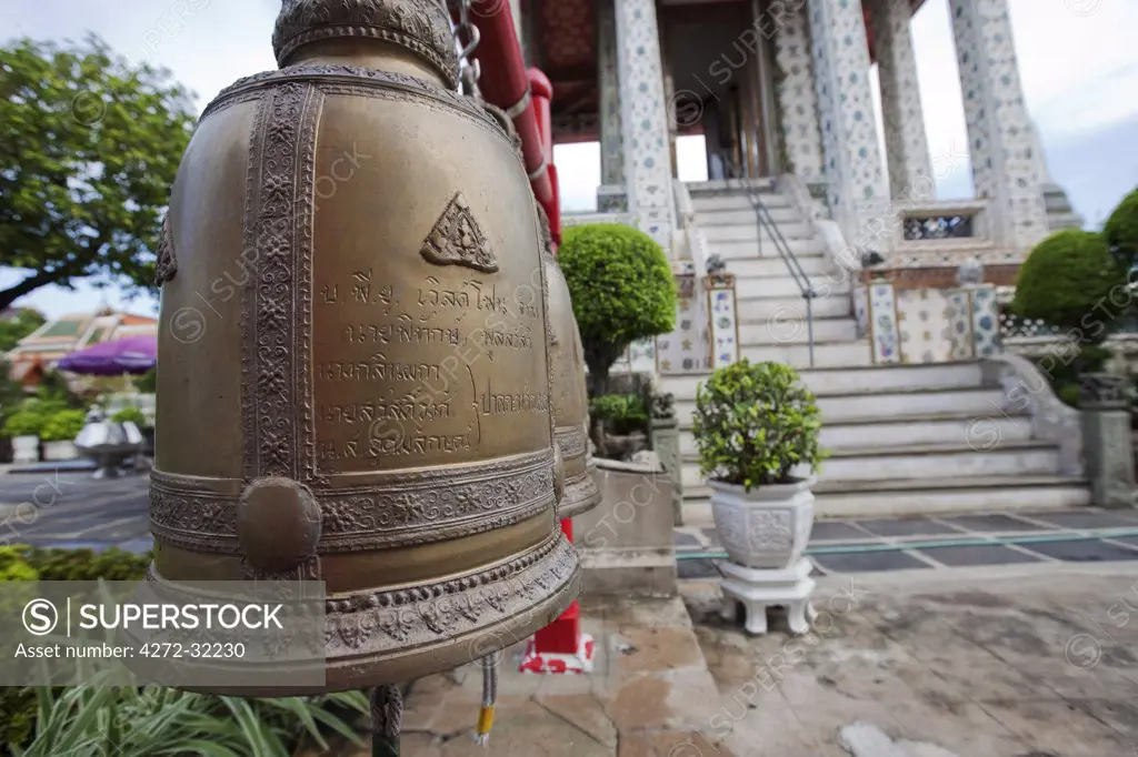 Prayer bells at the Wat Arun temple in Bangkok Thailand
