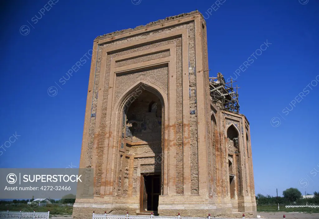 Turabeg Khanum Mausoleum built circa 1370 AD.  the entrance portal is 25 metres high and leads to an inner chamber topped by a dome, the underside if which is decorated win tilework with 365 geometric designs, each representing a day of the year.