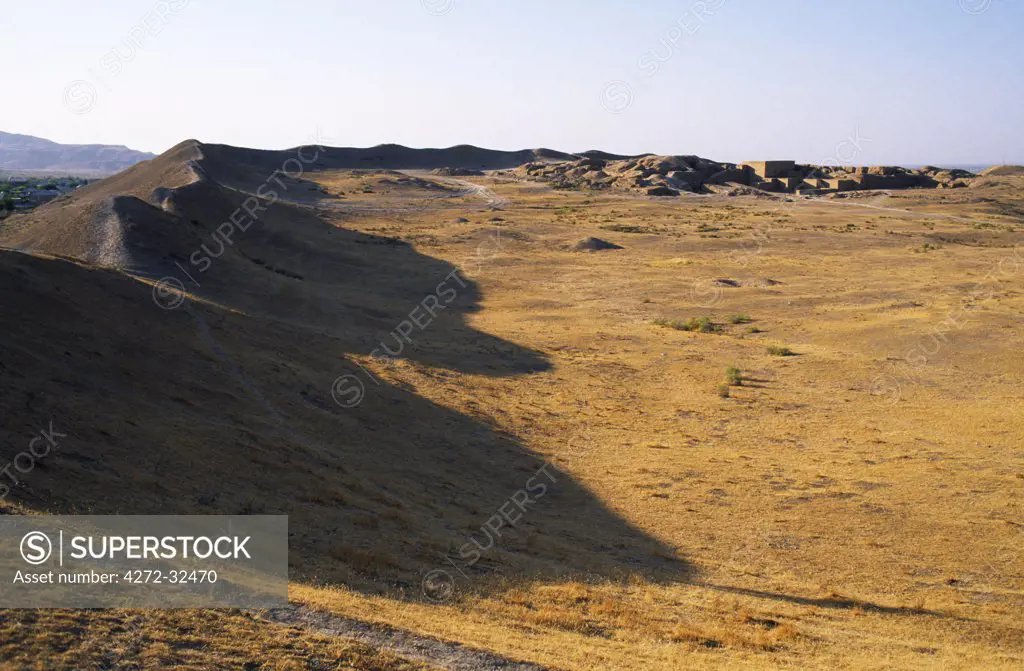 Remains of fortified palace and temple complex of Old Nisa, a Parthian city which existed from circa 2nd century BC to 3rd century AD