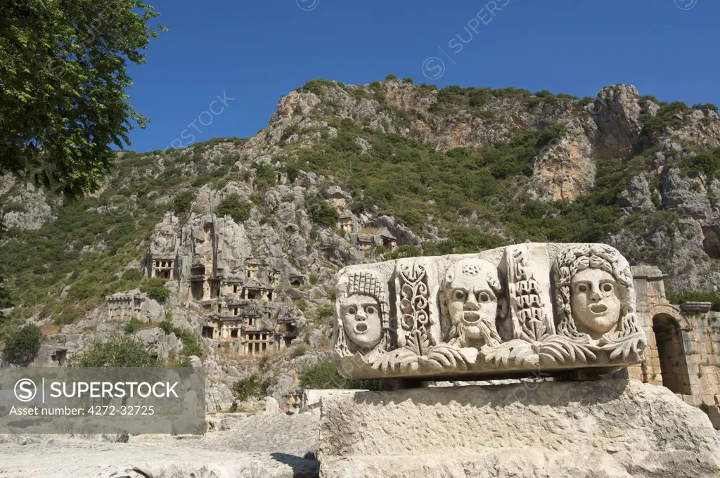 Masks and Rock Tombs in Myra, Lycia, Turquoise Coast, Turkey