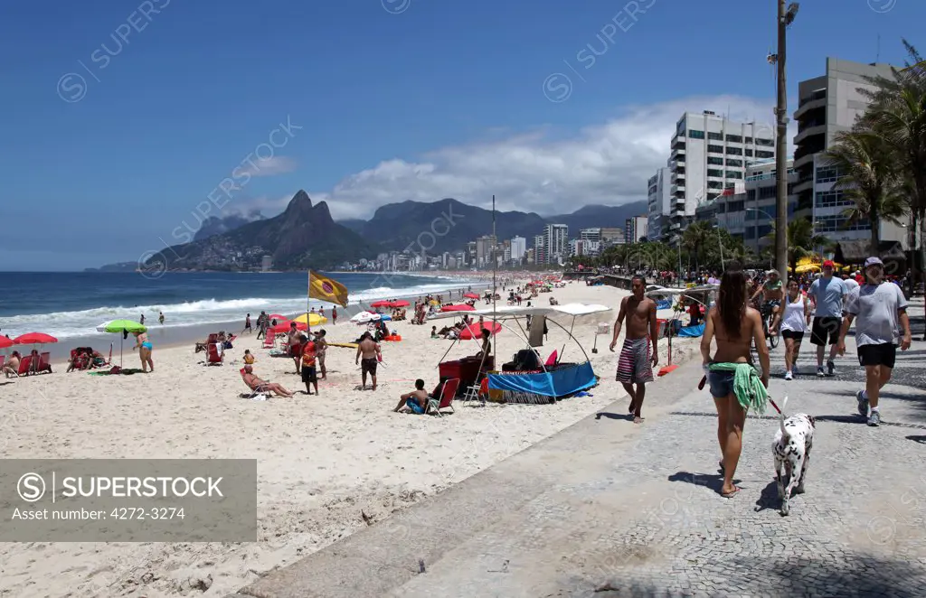 The famous Ipanema Beach in Rio de Janeiro, Brazil.