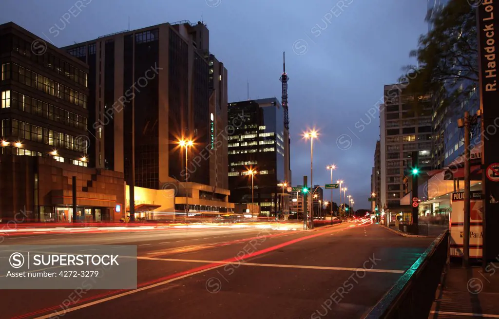 The famous Avenida Paulista in the heart of Sao Paulo. Brazil