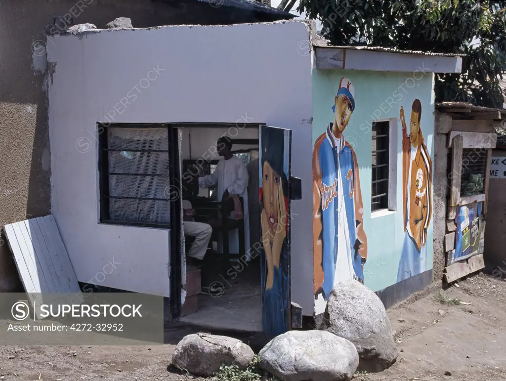 A barber's shop in Arusha, Northern Tanzania.