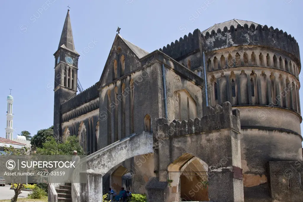 Tanzania, Zanzibar, Stone Town. The Anglican Cathedral Church of Christ had its foundation stone laid on Christmas Day 1873 on the site of the old slave market which had been closed the same year.
