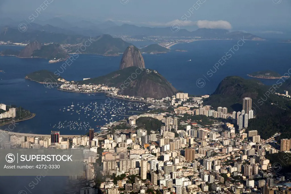 The famous Sugarloaf Mountain seen from Corcovado. Brazil