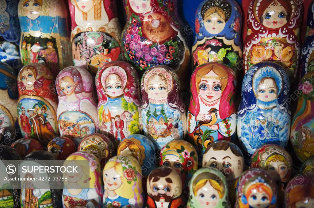 Ukraine, Kiev, Russian doll souvenirs for sale on Andrews Decent