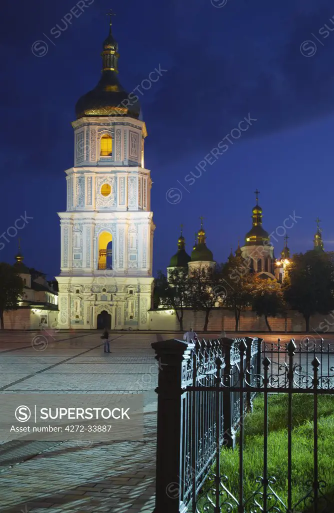 St Sophia's Cathedral at dusk, Kiev, Ukraine