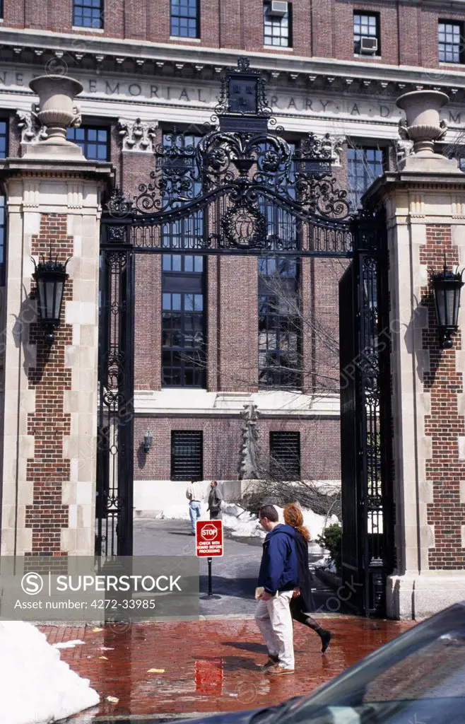 An entrance gate to Harvard University.