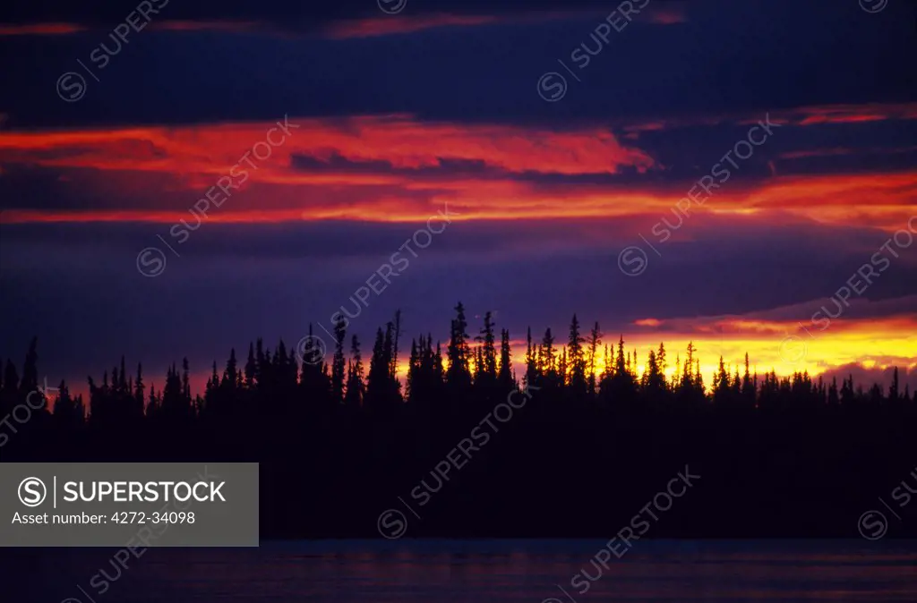 Sunset over the Yukon River, Alaska, USA