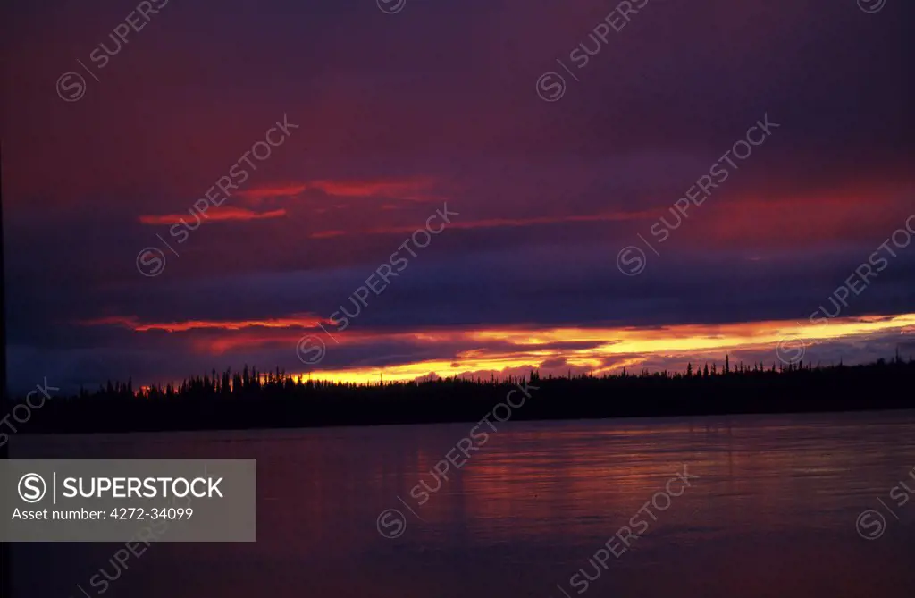 Sunset over the Yukon River,Alaska, USA