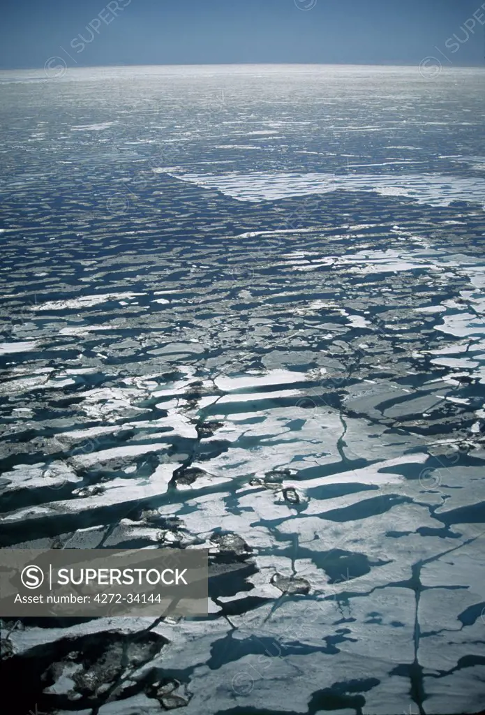 The sea ice during spring break-up in the Beaufort Sea off the coast of  ANWR.