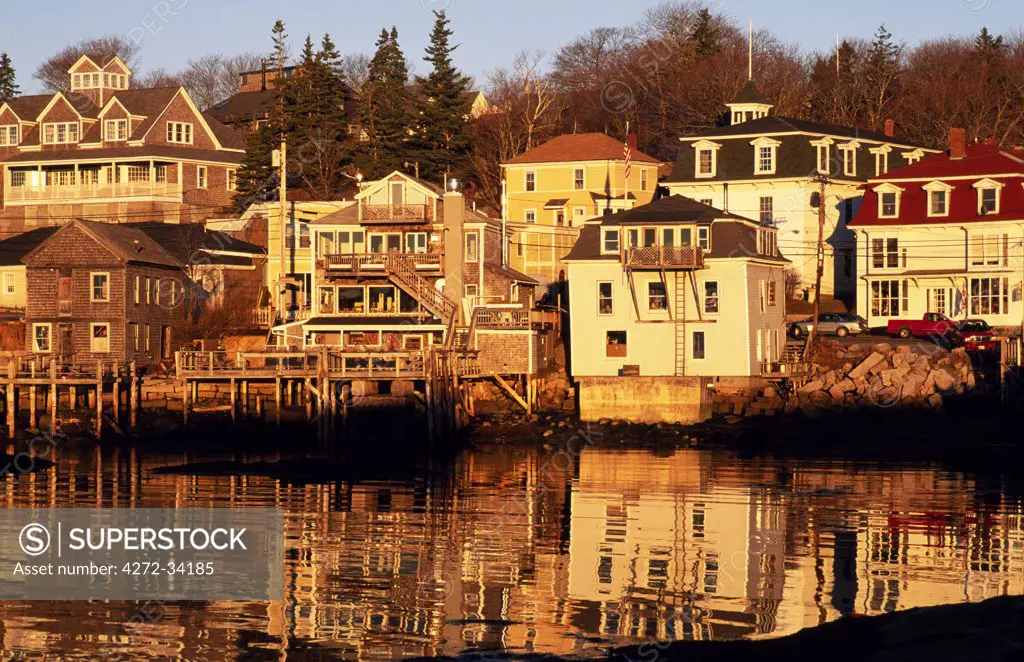 The harbour at Stonington is one of the most picturesque in Maine. Here it is lit by sunrise on a winter's day.