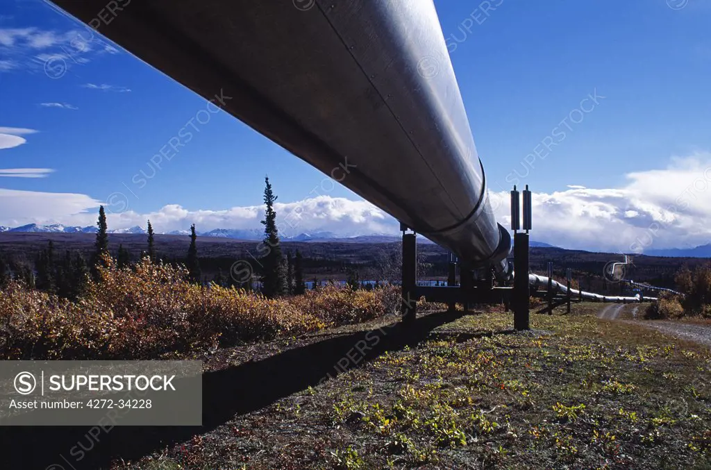 Trans-Alaskan pipeline crossing the uninhabited interior of