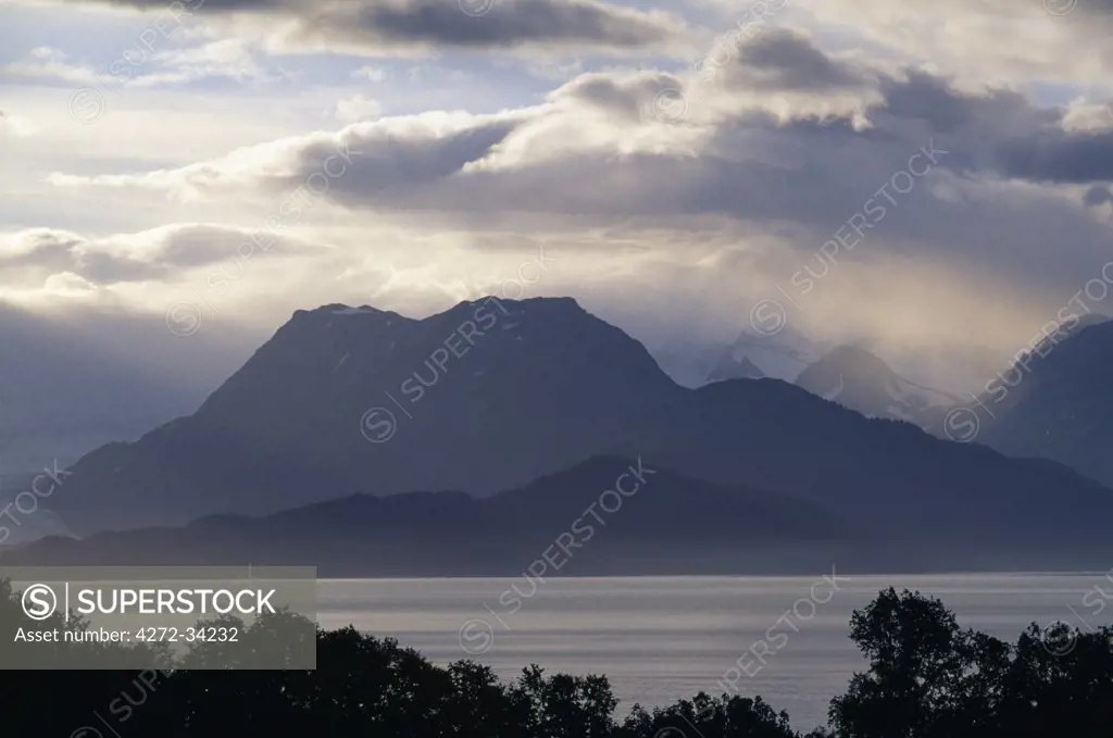 View across Kachemak Bay from Homer, Seward Peninsula, Alaska, USA