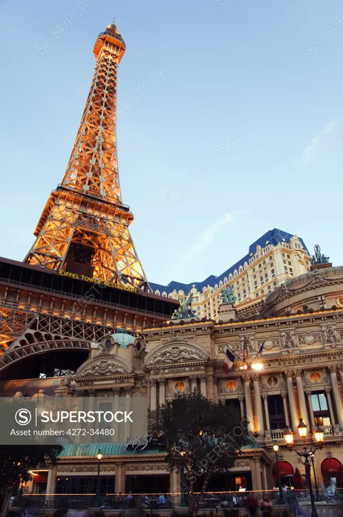 USA, Nevada, Las Vegas. Paris Las Vegas Casino Eiffel Tower reproduction