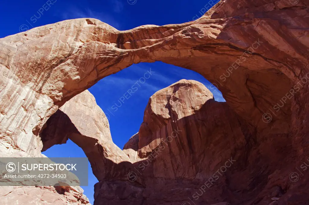 USA, Utah, Arches National Park. Double Arch in Windows Section