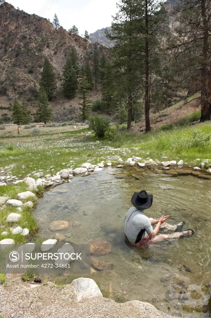 Hotsprings near the Grave of Whitie Cox, Middle Fork of the Salmon River, Frank Church Wilderness, State of Idaho, U.S.A.