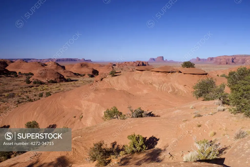 Utah, USA. Monument Valley formations on the Navajo reservation in Utah