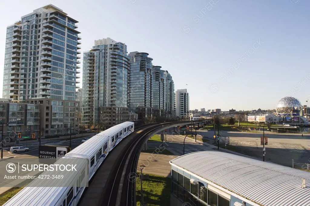Canada, British Columbia, Vancouver, SkyTrain light railway train,