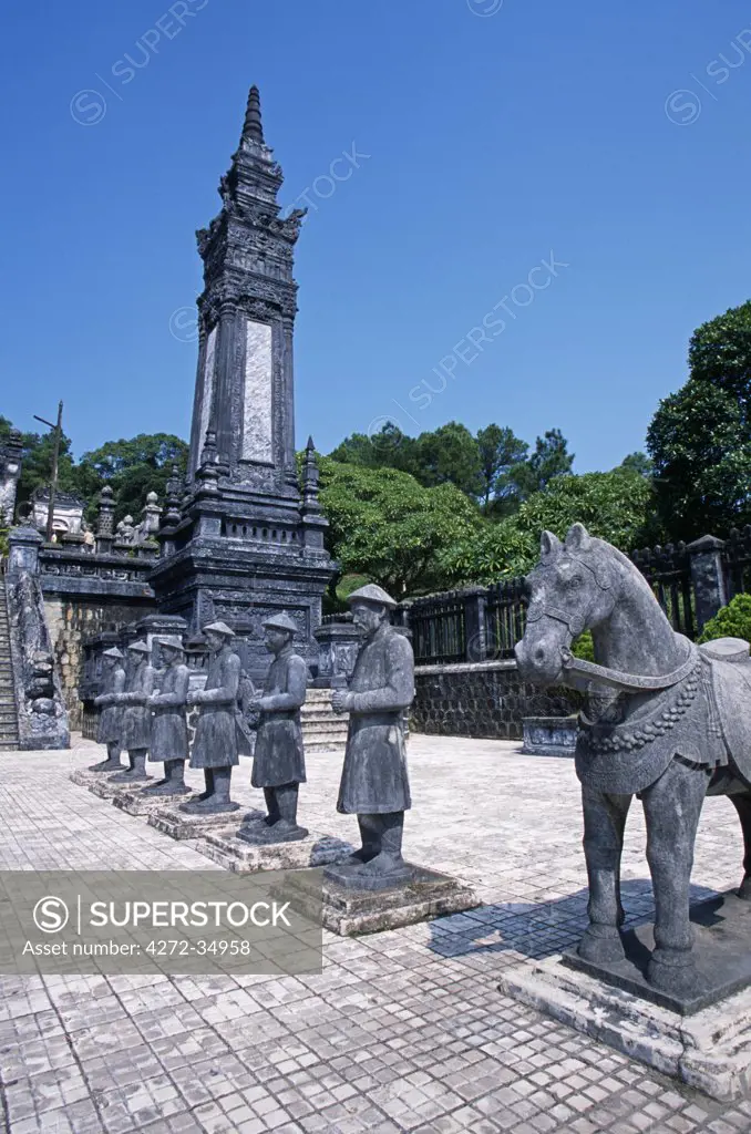 Vietnam, Thua Thien-Hue Province, Hue. The Honour Courtyard at the Tomb of Emperor Khai Dinh.
