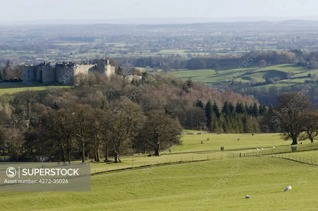 Wales, Wrexham, Chirk. Chirk Castle, a Marcher fortress built for Edward I in the 1300s, guards the entrance to the Glyn Ceiriog Valley, historically an important route into the heart of Wales.