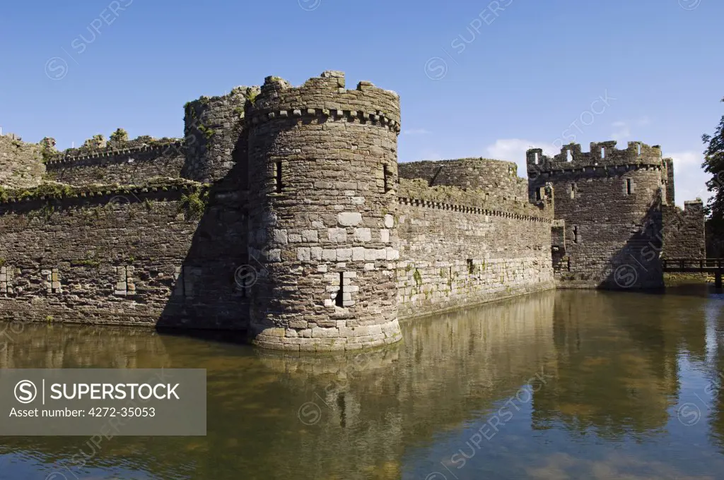 Wales; Anglesey, Beaumaris. Designed in 1295 by James of St George, Beaumaris Castle is one of the finest of the Iron Ring of castles build by Edward I to stamp his authority on the Welsh.