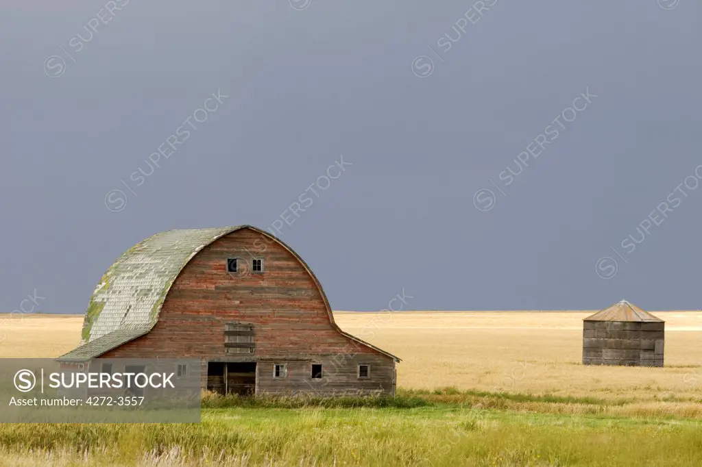 Canada. An old barn on the Canadian Prairie
