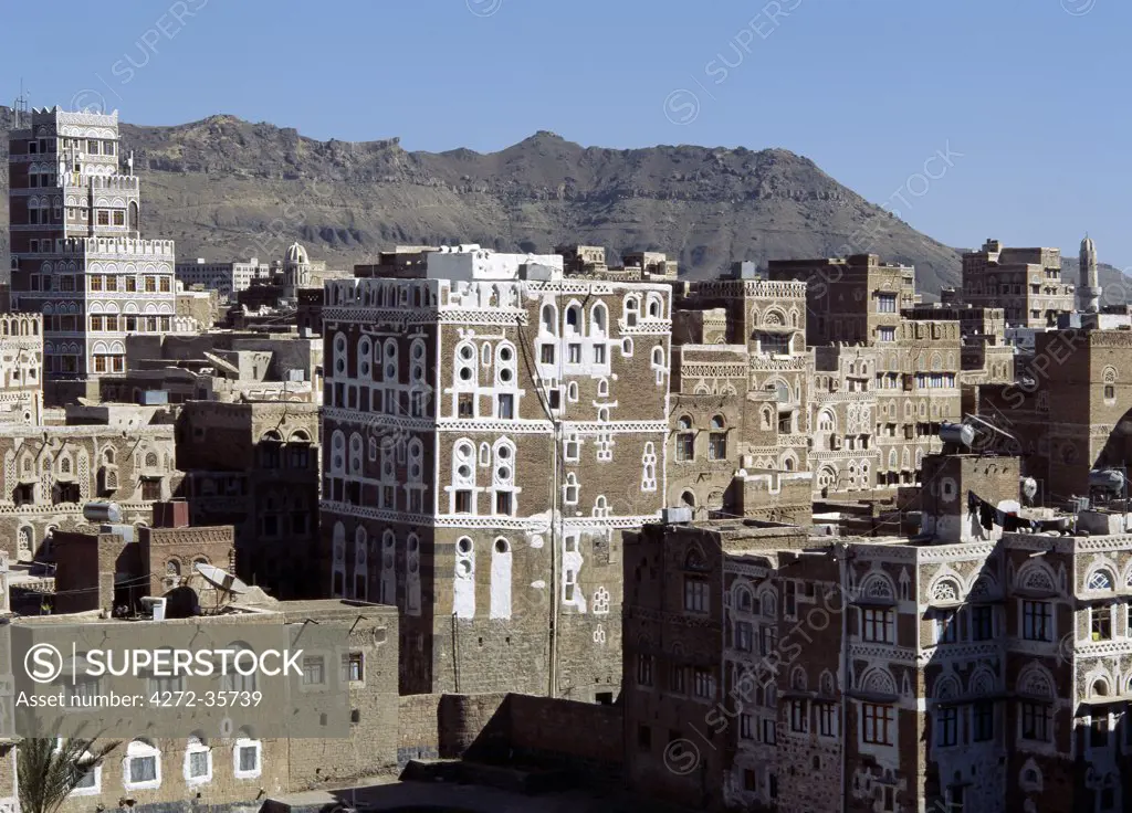 Surrounded by a massive 20 to 30 foot high wall, old Sanaa is one of the worlds oldest inhabited cities.  Several stone and brick buildings date back to the 11th Century AD, many are over 400 years old.  Modern buildings follow the same 1,000 year old distinctive Yemeni architectural style.