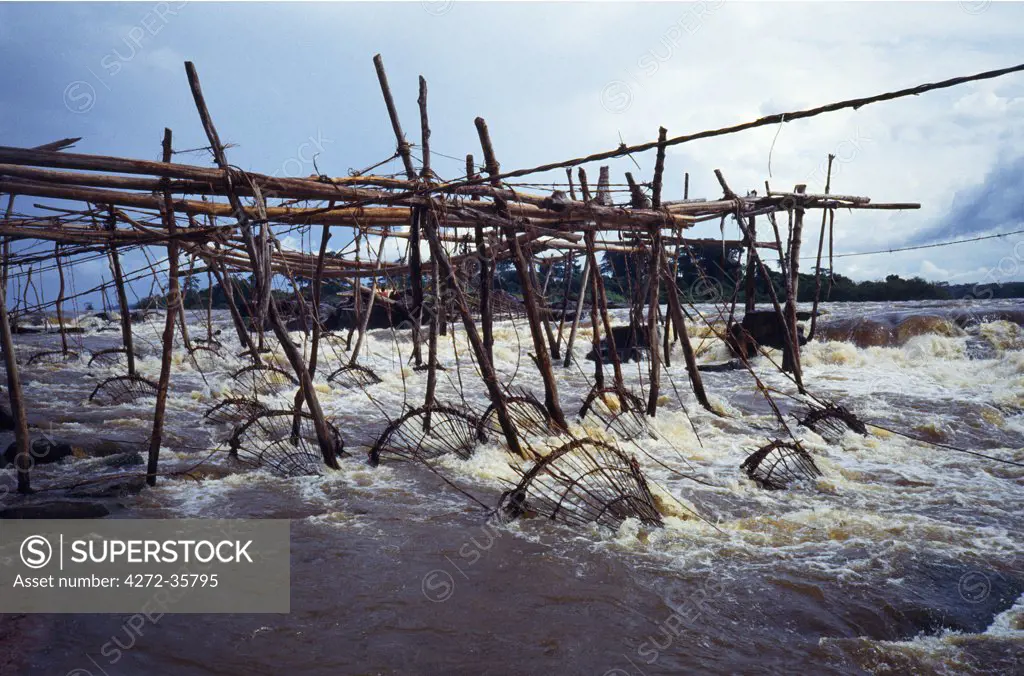 Fish traps, Wagenia Fisheries, Zaire River at Kisangani