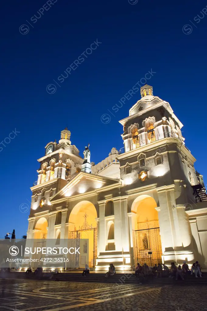 South America, Argentina, Cordoba Cathedral at night