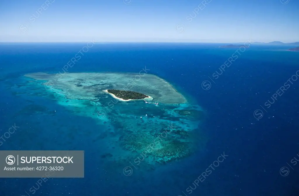 Australia, Queensland, Cairns.  Aerial view of Green Island in the  Great Barrier Reef Marine Park.