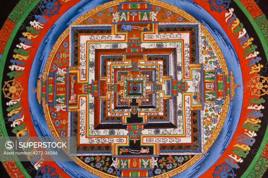 Mandala painting for sale in a shop in Jakar, Bumthang Valley.