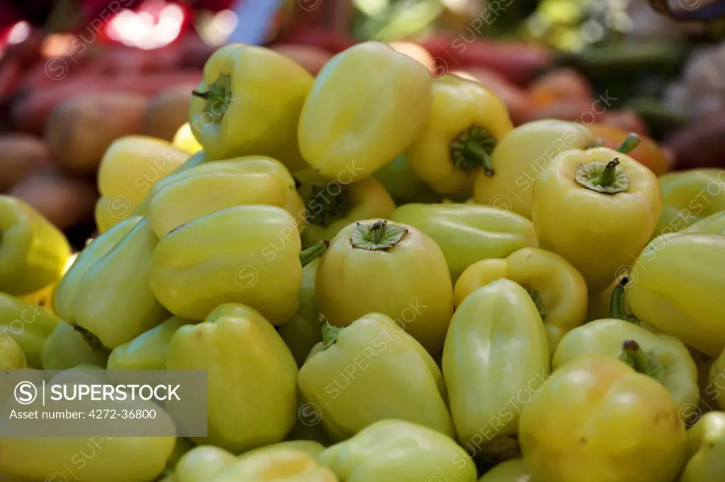 Croatia, Split, Central Europe. Green pepper at the market