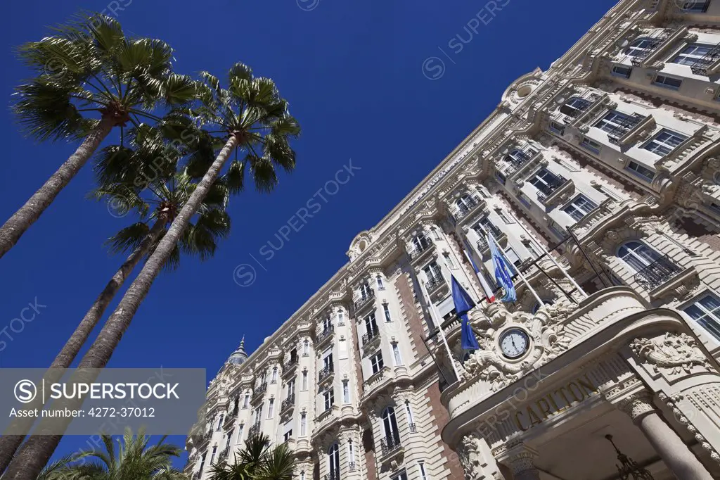 Cannes, Provence-Alpes-Cote d'Azur, France. View of the main entrance to the InterContinental Carlton Hotel