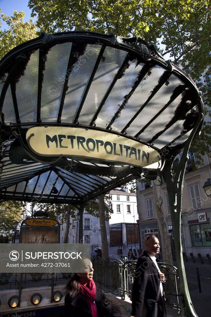 Metrostation Abbesses, Art nouveau, Montmartre, Paris, Ile-de-France, France