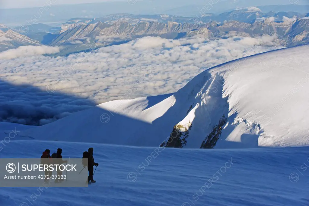 Europe, France, The Alps, climbers on Mont Blanc, Chamonix,