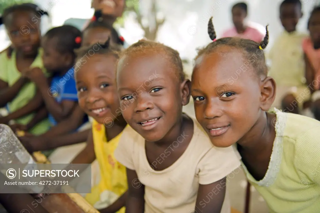 The Caribbean, Haiti, Port of Prince, orphans at an orphange after the January 2010 earthquake