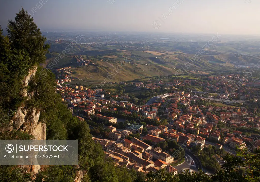 Europe, San Marino. Detail of Monte Titano