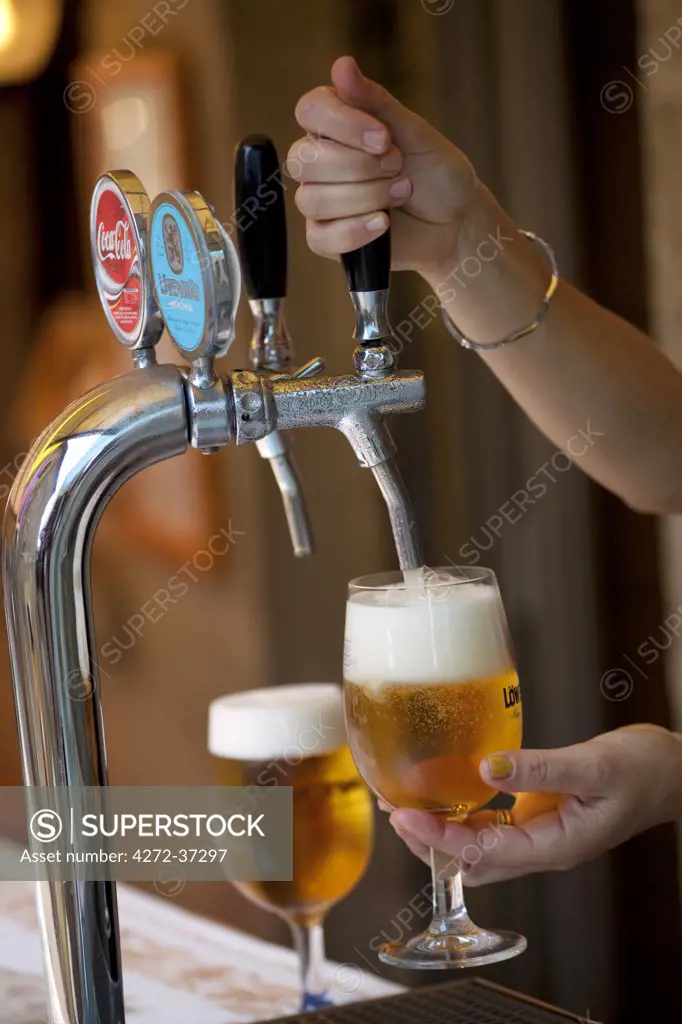 Europe, San Marino. Draught beer poured in a glass
