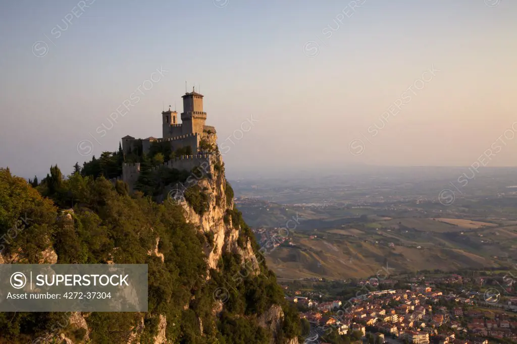 Europe, San Marino. Torre Guaita, the oldest of the three towers overlooking the city. UNESCO