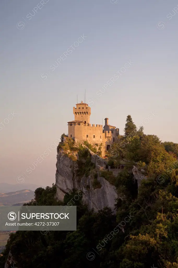 Europe, San Marino. Torre Cesta, one of the three historic towers on Monte Titano. UNESCO
