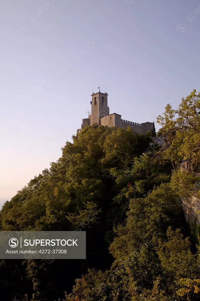 Europe, San Marino. Torre Guaita, the oldest of the three towers on Monte Titano overlooking the city