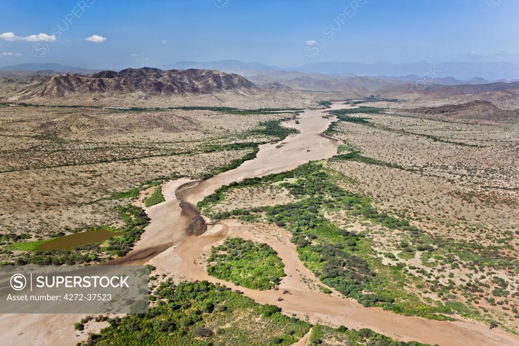 The large seasonal river called the Barsaloi and further downstream the Milgis in a semi-arid region of Samburu District.