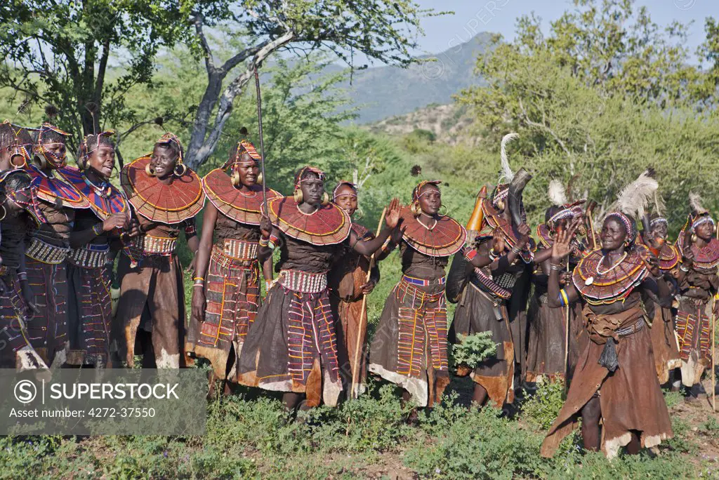 Pokot women singing during a Sapana ceremony