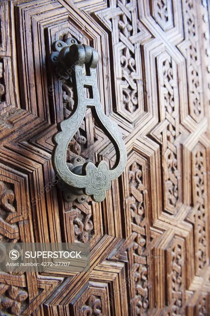 Detail of Entrance door, The Marrakech Museum, Northern Medina, Marrakech, Morocco
