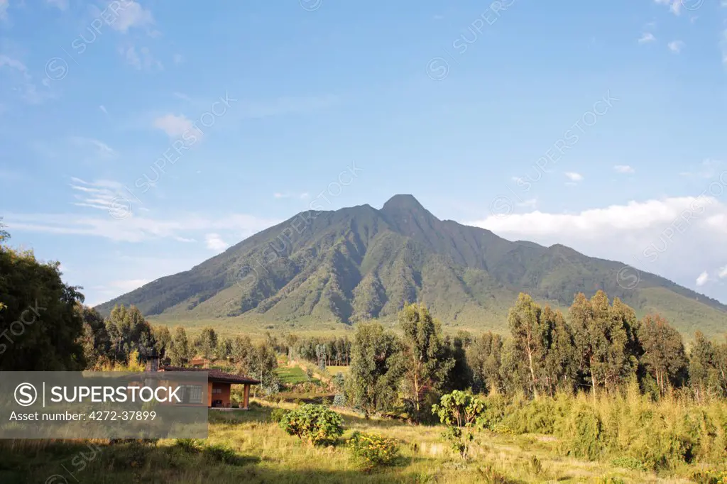 Cottage at Sabyinyo Silverback Lodge on the edge of Volcanoes National Park, Rwanda.