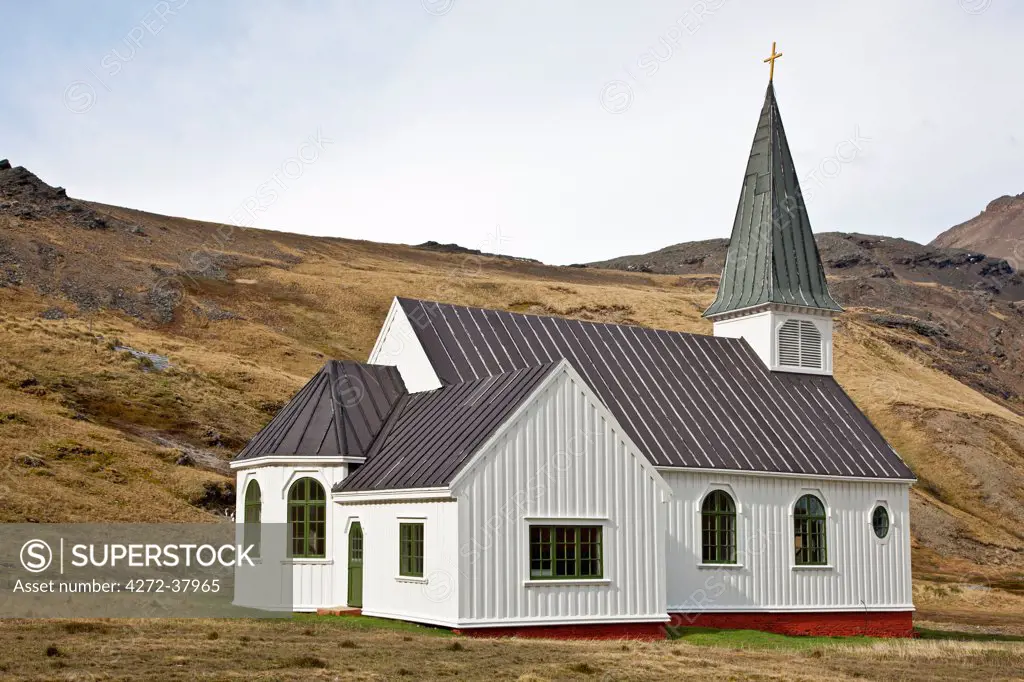 The Norwegian Lutheran Church at Grytviken was prefabricated in Norway and erected by whalers in 1913. It is one of the most southerly in the world. In 1922, Sir Ernest Shakelton body lay in this church before burial.