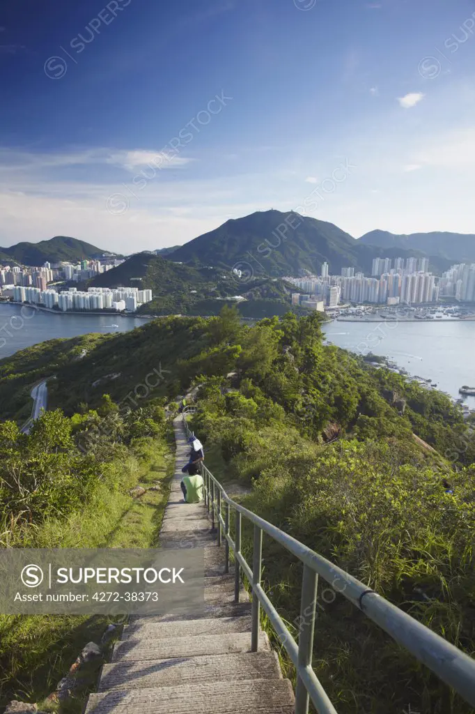 View of Shau Kei Wan on Hong Kong Island from Devil's Peak, Kowloon, Hong Kong, China