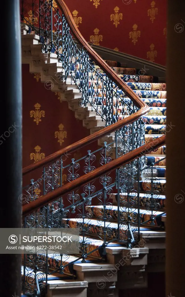 Grand staircase of the St. Pancras Renaissance Hotel, London, UK